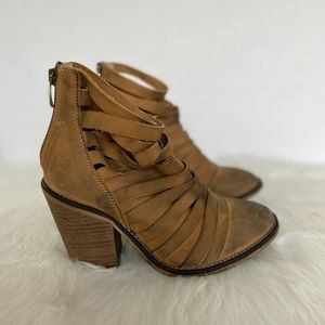 Free People Brown Distressed Booties Size 6